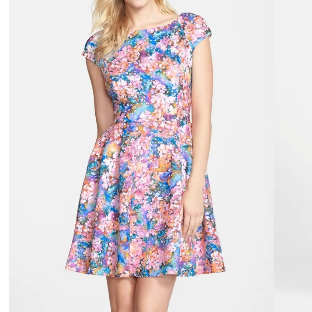 Betsey Johnson Laser Cut Floral Scuba Dress